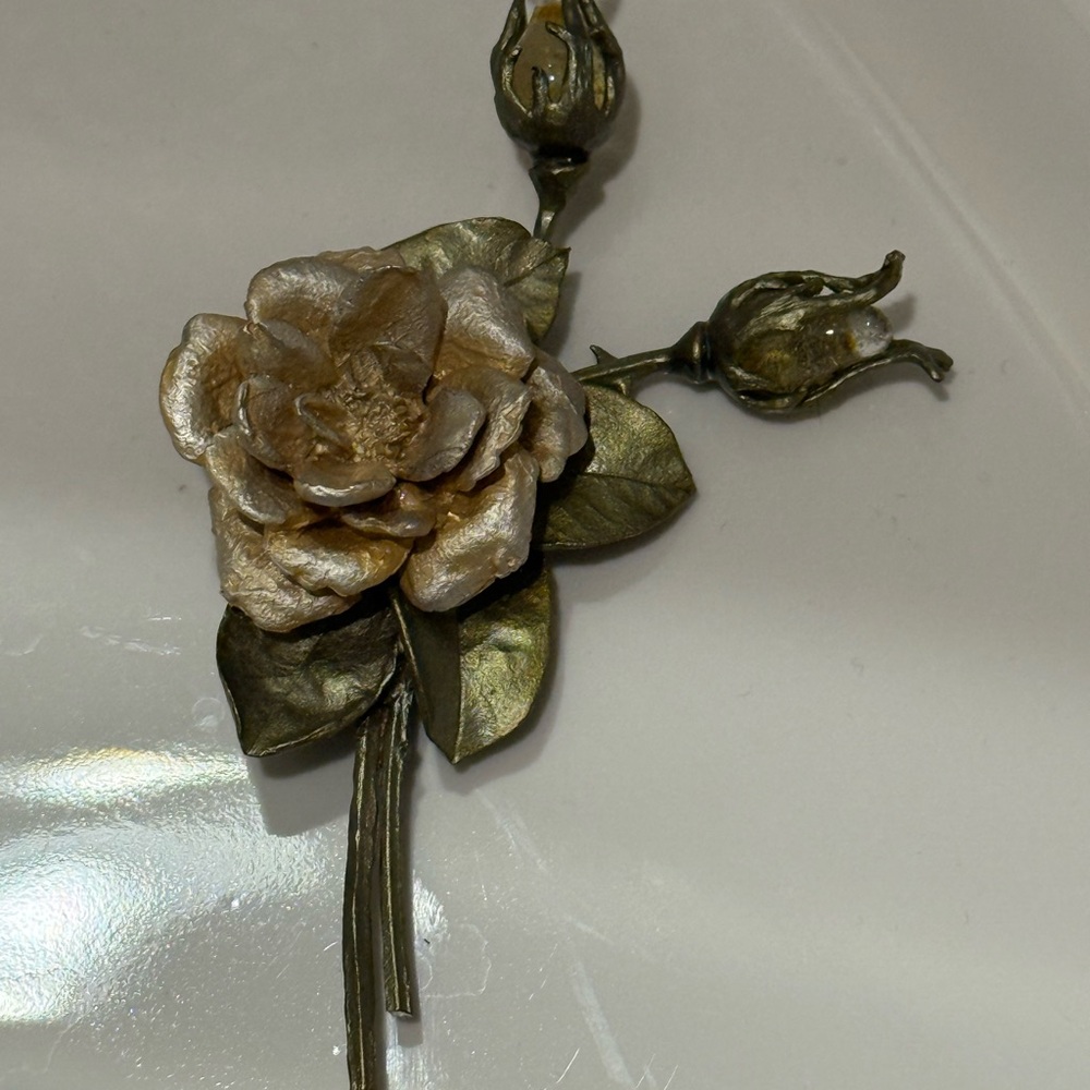 MICHAEL MICHAUD "Pink Flower" Glass Buds STATEMENT PIN LARGE Pin/Brooch